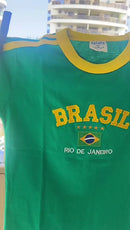 Camisa Brasil Bordada BabyLook Feminina