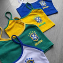 Kit 3 Cropped Regata Brasil Feminino Canelado