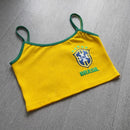 Kit 3 Cropped Regata Brasil Feminino Canelado
