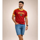 Camisa Bandeira do Brasil Bordada Torcedor Premium de Algodão