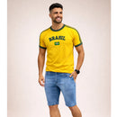 Camisa Bandeira do Brasil Bordada Torcedor Premium de Algodão