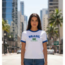 Camisa Brasil Bordada BabyLook Feminina