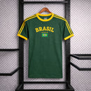 Camisa Bandeira do Brasil Bordada Torcedor Premium de Algodão