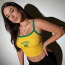 Blusinha Cropped Brasil Feminino Veste 36 ao 40