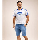 Camisa Bandeira do Brasil Bordada Torcedor Premium de Algodão