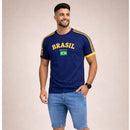 Camisa Bandeira do Brasil Bordada Torcedor Premium de Algodão