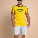 Camisa Bandeira do Brasil Bordada Torcedor Premium de Algodão