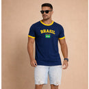 Camisa Bandeira do Brasil Bordada Torcedor Premium de Algodão