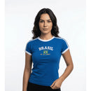 Camisa Brasil Bordada BabyLook Feminina