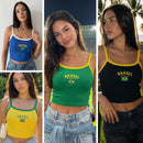 Blusinha Cropped Brasil Feminino Veste 36 ao 40