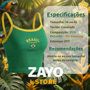 Blusinha Cropped Brasil Feminino Veste 36 ao 40