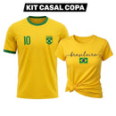 Kit Casal vai Brasil Camisetas Brasil Dia dos Namorados Torcida Jogo Feminina Masculina